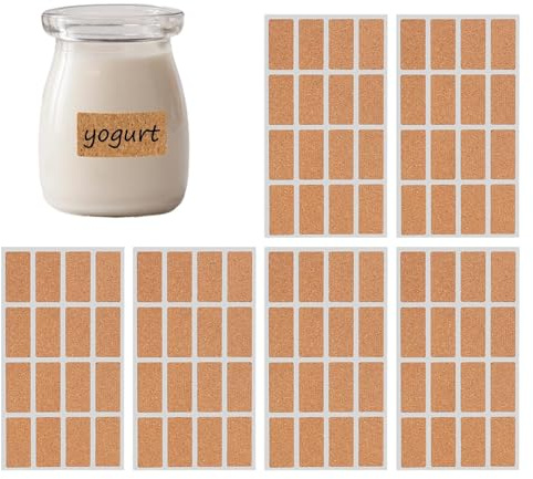 ccuzs Étiquette en liège pour pot - Étiquettes adhésives en liège amovibles imperméables pour garde-manger de cuisine,Autocollants en bois blanc, étiquettes de bocaux en verre pour conteneurs