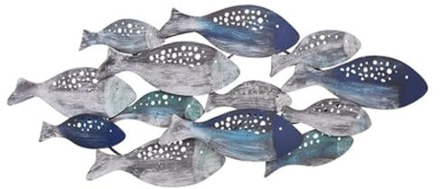 ASHSDI Wand Deko Abstrakte Kunst Fisch-Wanddekoration, Retro-Metall-Fisch-Wandskulptur, 3D-nautisches Thema, Wandbehang, Kunst, Rustikaler Fisch Für Heimdekoration Wall Decor Moderne Wanddeko