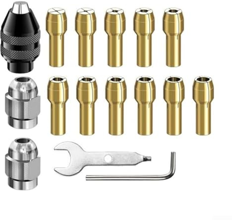 Juego de 16 pinzas de portabrocas de grado profesional, tamaño M8, material de latón, sostiene de forma segura mini brocas de 0 5 mm a 3 2 mm