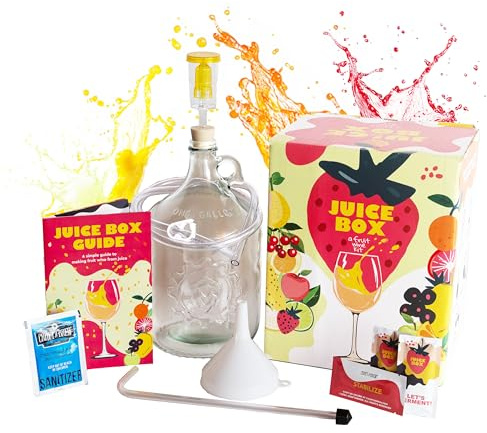 Craft A Brew - Juice Box - A Fruit Wine Making Kit - Easy for Beginners - At Home Wine Making Kit - Includes Ingredients & Reusable Equipment - Use Any Fruit Juice or Lemonade - Makes 1-Gal Batch