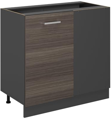 Vicco Eckunterschrank R-Line, Edelgrau, 86 cm | Verbindet zwei Küchenseiten · Ohne Arbeitsplatte · Höhenverstellbare Füße · 1 Tür · Großer Innenraum ✓