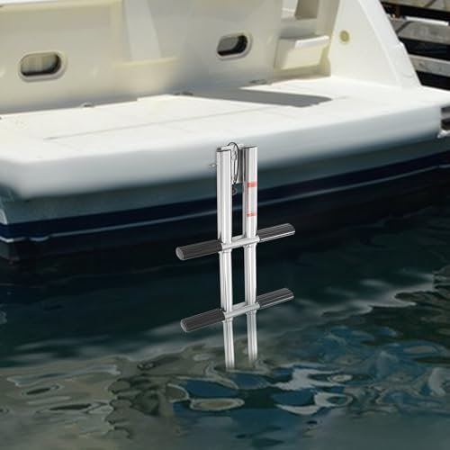 Dockstege, båtstege, 4 stegs rullstege rostfritt stål, 408 kg lastkraft, badstege, båt, vikbart teleskop för pool, däck båt