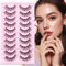 GEMERRY 10 Pares Pestañas Postizas Naturales Pestañas de Visón Falsas con Pegamento Wispy Russian Strip Lashes Fluffy False Eye Lashes Cat Eye(LZ-209)