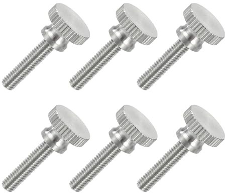 sourcing map 6 PCS M4 x 20mm Flat Knurled Head Thumb Screws,304 Stainless Steel Fully Threaded Thumbscrew Bolts Fasteners for Lighting Household Appliances Electronic Equipment