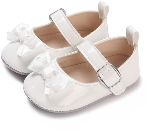 MASOCIO Scarpe Neonata Ballerina Battesimo Scarpine Primi Passi Baby Girl Shoes Taglia 19 1 Anno Scarpette Bimba Bambina Femmina 6-12 Mesi Bianco