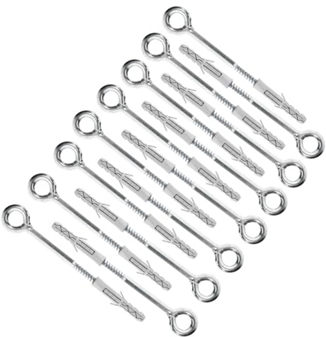 12 x 210 (160) mm Scaffold Eye Bolt Screws with Plastic Wall Plugs – Heavy Duty Wall Fixings for Scaffolding, Restraint Tie Points, Safety Eyehooks with Expansion Anchors, Eyebolt and Plug (15 pcs)
