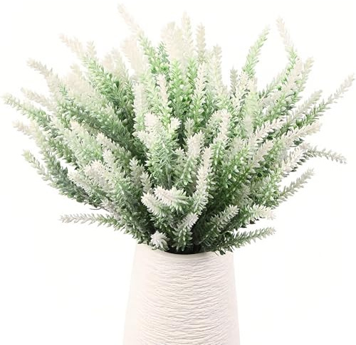12 Stück Trockenblumen 36cm, Kunstblumen Lavendel Weiß | Trockenblumenstrauß, für Hochzeitsstrauß Tischdekoration Zuhause