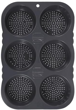 Xinhuju Moule à pain à hamburger – Moule en silicone 4/6 cavités, moules à muffins flexibles | Moule à pain anti-adhésif réutilisable pour petits pains, muffins, outil de cuisine facile à