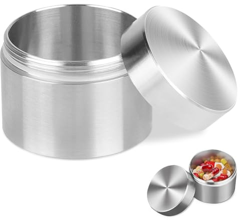 Caja selladora de acero inoxidable, lata de té, pastillero de acero inoxidable, resistente al agua, portátil, minicaja portátil, pequeña caja de metal para viajes, hogar, oficina (S-10 ml)