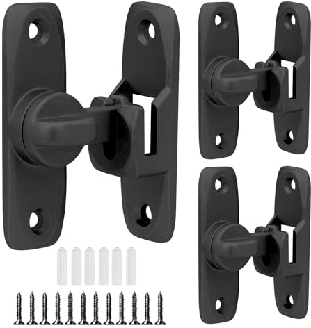 RUNYU 2 Pezzi 90/180 Scorrevole Chiusura per Porte Scorrevoli, Serratura Porta Scorrevole con Viti, Chiusura Della Porta, Chiavistello per Porta in Legno Giardino Cucine Finestre, Nero