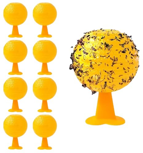 8 Stück Fruchtfliegenfallen,klebriger Fruchtfliegenfallenball,Fliegende Insektenfallen,Hanging Fly Trap Ball,Hängende Fliegenfalle Ball, Fliegenfalle für Blumentöpfe,Innenhöfe,Obstgärten(Gelb 8)