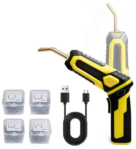 Soldadores Kit de soldadura de plástico USB inalámbrico 2 en 1 con mango plegable y 400 grapas calientes. Soldadura de clavos termofusibles(A)