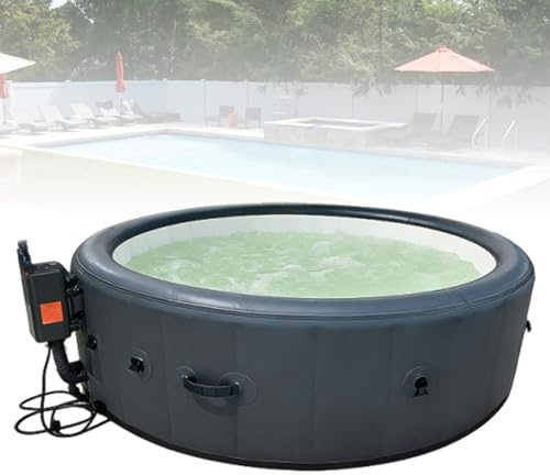 SPA Inflable con Cobertura Térmica para 2-6 Personas, Bañera de Hidromasaje Portátil con Adjustment de Temperatura, Relajación Duradera en Jardines Exteriores con Inflado con Un Solo(196 * 71 cm)