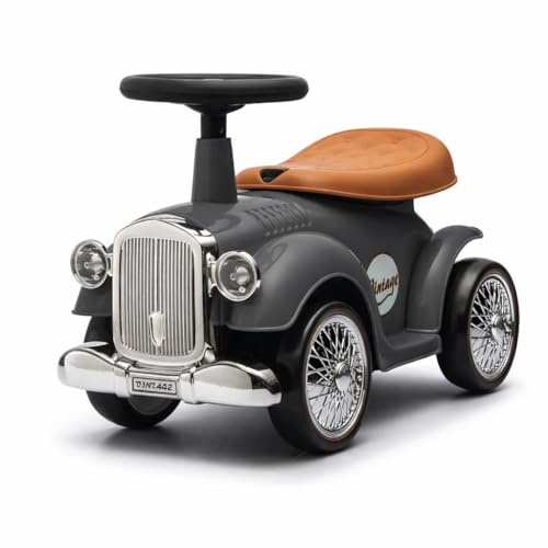 Baby Mix Retro Kleinkind Push Car Grau - Vintage Style Rutscher für Kinder ab 12 Monaten, Sound, Lagerung, Belastung bis 25 kg
