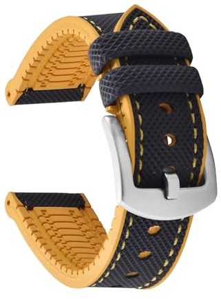 FYYFS Klockarmband I Canvas Nylongummi 20mm 22mm 24mm Vattentätt Klockarmband Som Används For Klocktillbehör Till Män(Blue Yellow 1,20mm)