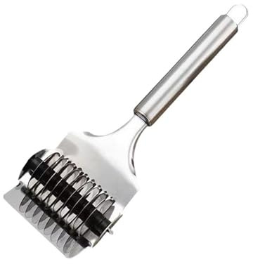 Stainless Steel Dough Lattice Roller Cutter,Manual Multifunctional Noodle Shallot Garlic Roller Cutter Pizza Slicer Baking Tool