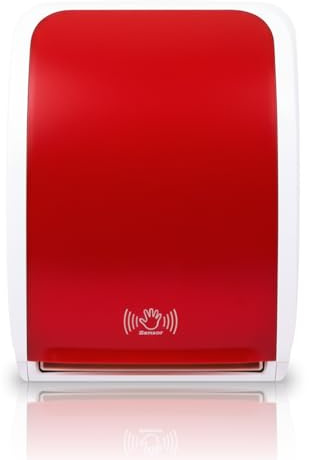 Blanc HYGIENIC Handtuchpapierspender Cosmos mit Sensor oder automatischer Papiernachfuhr – Handtuchrollenspender zur Wandmontage, Weiß und Rot