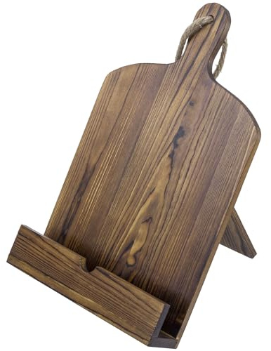 MyGift Cookbook Stand Recipe Book Holder with Brown Wood Cutting Board Design, Cookbook Holder for Countertop Display
