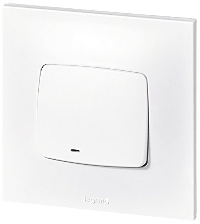 LEGRAND - Interrupteur ou Va-et-vient Neptune 10A - Commande d'Éclairage Monobloc avec Voyant (Fourni) - Prêt à Installer - Blanc