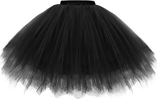Gardenwed Tutu Damen Tüllrock Petticoat Unterrock Karneval Kostüm Schwarz S