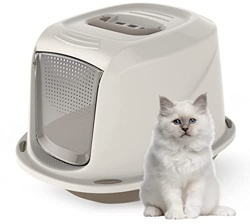 GarPet Katzenklo mit Deckel Aktivkohlefilter Katzentoilette Katzen WC Hauben Toilette Klo Indoor Outdoor grau modernes Design