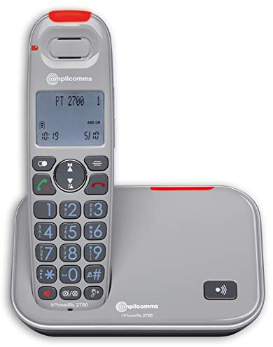 Amplicomms PowerTel 2700 - Big Button Phone for Elderly - Loud Phones for Hard of Hearing - Hearing Aid Compatible Phones - Big Number Telephone