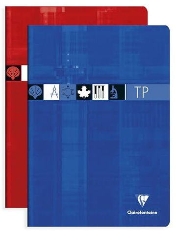 Clairefontaine 3147C stapelbundna laboratoriearbetsböcker, A4, 90 g/120 g, 60 ark - blandade färger, paket med 5