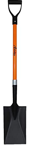 Ashman Online Spade - 41 Inches Long Handle Spade with D Handle Grip - Fiber Glass Handle with a Thick Metal Blade, Weighing 2.2 Pounds - Multipurpose Premium Quality Orange Shovel with Strong Build