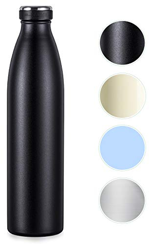 Love-KANKEI Thermal Water Bottle Vacuum Insulated Bottle 1000ml/24hrs Cold/12hrs Hot - Stainless Steel Double Walled BPA Free - Travel Flask, Black