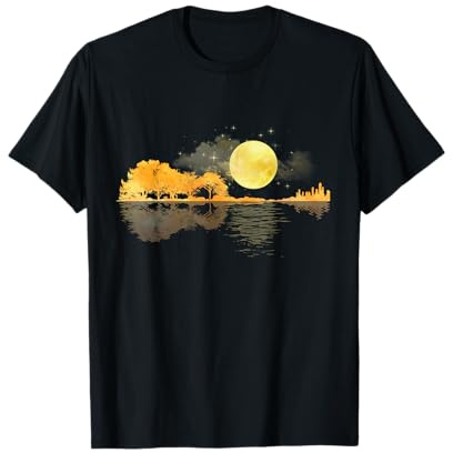 Gitarre Natur Mond Retro Style Gitarrist Geschenk T-Shirt
