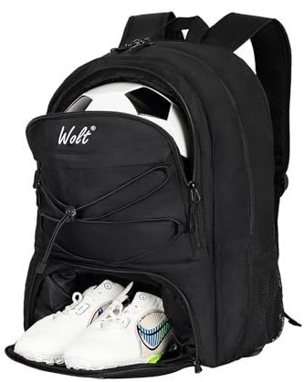 WOLT Football Bag Basketball Backapck with Boot Compartment Sports Bag for Ball & Kit