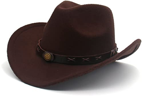 Faringoto Cowboyhut für Herren und Damen, klassischer Filz, breite Krempe, Westernhut