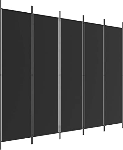 VidaXL Pannello Divisorio con 5 Pannelli, 250 x 200 cm, Colore Nero, Divisorio per Soggiorno