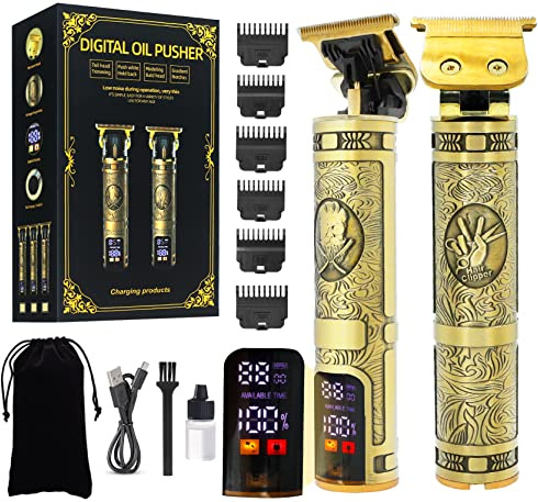 Beard Trimmer Hair Clippers Men, Professional T-Blade Beard Trimmer, Cordless USB Rechargeable Detailer with LCD Screen, Grooming Kit 7 in 1 for Barbers and Home, Gifts for Men Haircut