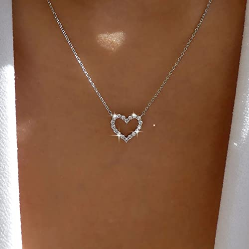 Atentuyi Minuscolo Cz Cuore Collana Argento Strass Ciondolo Girocollo Cavo Dainty Catena Semplice Collana Gioielli Per Le Donne E Le Ragazze