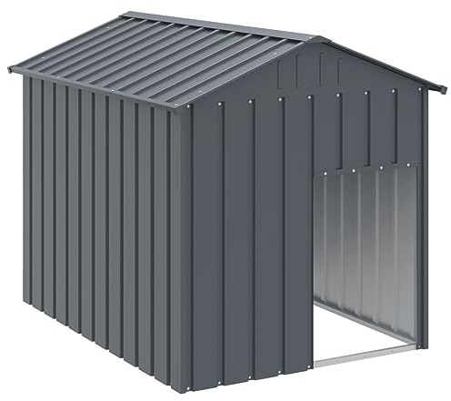 vidaXL Caseta Perros con tejado Acero galvanizado Gris 117x153x123 cm