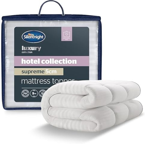 Silentnight Hotel Collection Mattress Topper Single Bed - Luxury Soft Silky Comfortable 5cm Thick Deep Mattress Protector Pad Cover with Deep Fit Elasticated Straps - Single