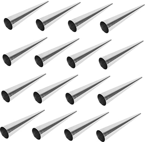 VINTORKY 16pcs Stainless Steel Pastry Cream Horn Molds Large Size Conical Tube Cone for Croissant Cannoli Pastry Roll Baking Reusable Easy Clean