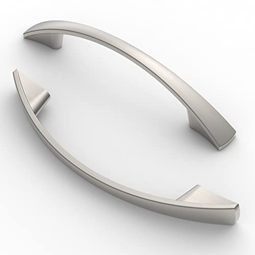 FURNIWARE Tiradores para Muebles de 5 Piezas, Distancia Entre Agujeros 96 mm, para Armarios y Cajones de Cocina, Níquel Cepillado