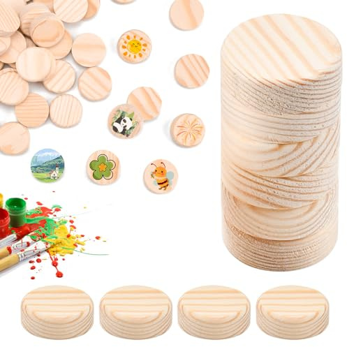 SLTAXAR 60 Stück Querholzplättchen 30mm Konusplättchen Holzstopfen 30 Astlochdübel Kiefer Unvollendete Holzkreise Runde Holz Querholzplättchen Kiefer Querholzdübel zum Ausbessern von Astlöchern
