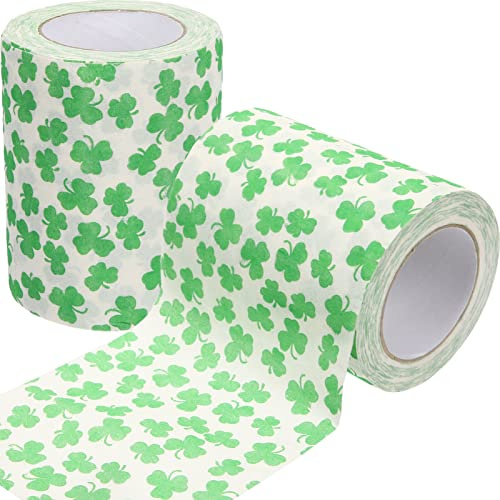 Ipetboom 2Pcs Shamrock Toilet St Patricks Day Rolls Toilet Paper Toilet Rolls Soft Toilet Tissue Paper Green Guest Napkins for Home Bathroom Kitchen
