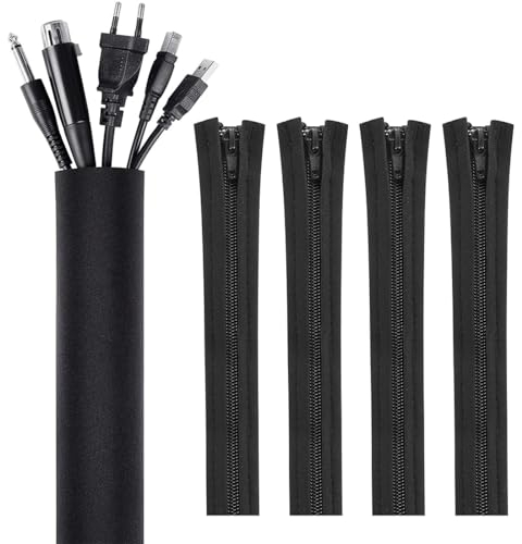 ZXUPOI Organizer Porta Guaina per Cavi Elettrici Nascondi Raccogli Copri Flessibile TV Scrivania Proteggi Organizzatore Fili Copricavi con Cerniera per Cavi TV Computer USB