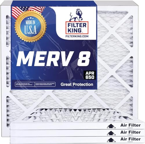 Filter King 14 x 14 x 4 luftfilter | 3-pack | MERV 8 HVAC veckade A/C ugnsfilter | TILLVERKAD I USA | Faktisk storlek: 34,3 x 34,3 x 9,5 cm