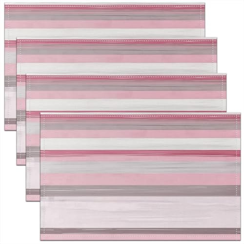 45X30cm Pink Grey Striped Placemat Patchwork Striped Placemats Set of 4 Geometric Indoor Outdoor Kitchen Modern Decor Table Place Mats