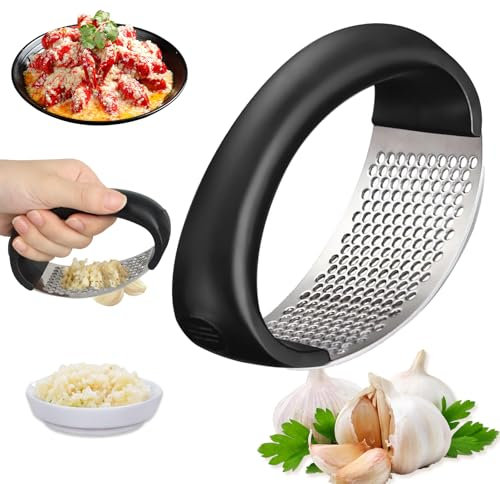 Prensa de ajo de acero inoxidable, 2024 más nueva prensa de ajo balancín, dispositivo de cocina prensador de ajo, balancín de ajo de acero inoxidable, prensa de ajo para triturar ajo, jengibre, chiles