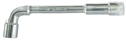 GOLDTOOLS Rohrschlüssel, 14 mm, 6 Kant x 6 Kant mit 90° abgewinkeltem Kopf, geschrägt, aus Chrom-Vanadium-Stahl (14 mm)