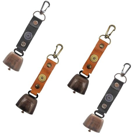 KINHARD 4 Stück Bärenglocke, Metall Anti Verlust Glocke, Vintage Kuhglocke Glocken, Glöckchen klein Geeignet für Outdoor Wandern, Rucksackanhänger, Tierhalsbänder