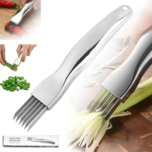 Shred Silk The Knife, 2024 New couteau à oignon vert haché en acier inoxydable, Trancheuse à oignons en acier inoxydable, Decoupe Legumes Coupe Legume pour Oignons Tomates Carotte Concombre (1pcs)