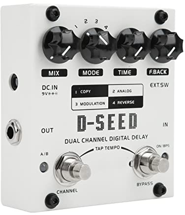 Pedali Delay per Chitarra Elettrica, Pedale per Chitarra Multieffetto DC9V Doppio Canale 4 Modalità Pedale Delay per Chitarra Ritardo Digitale Effetto Monoblocco per Chitarra