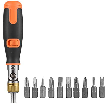 Sanfoelek Tournevis à cliquet 10 en 1 multi-embouts à cliquet 6,23 mm Outil de tournevis réglable
